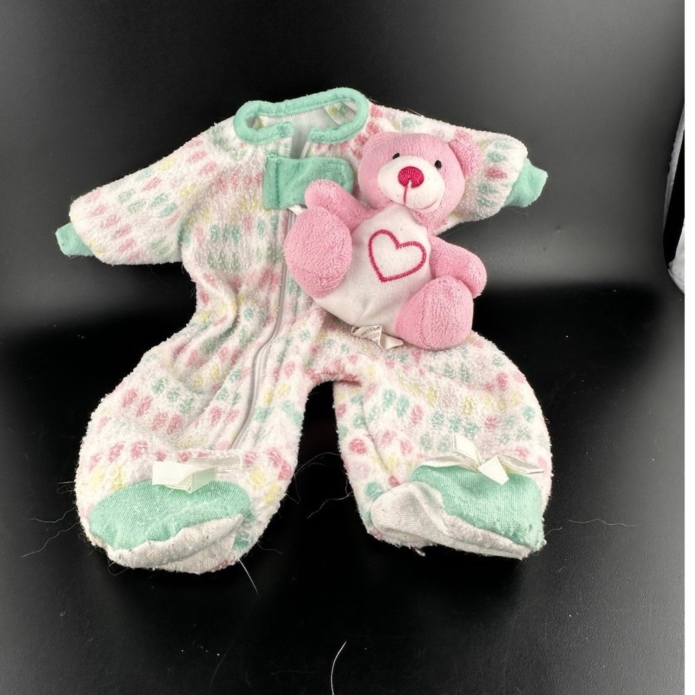 Walmart H.K. City Toys Doll Clothes 11" Sleeper With‎ Pink Bear Attached Pajamas